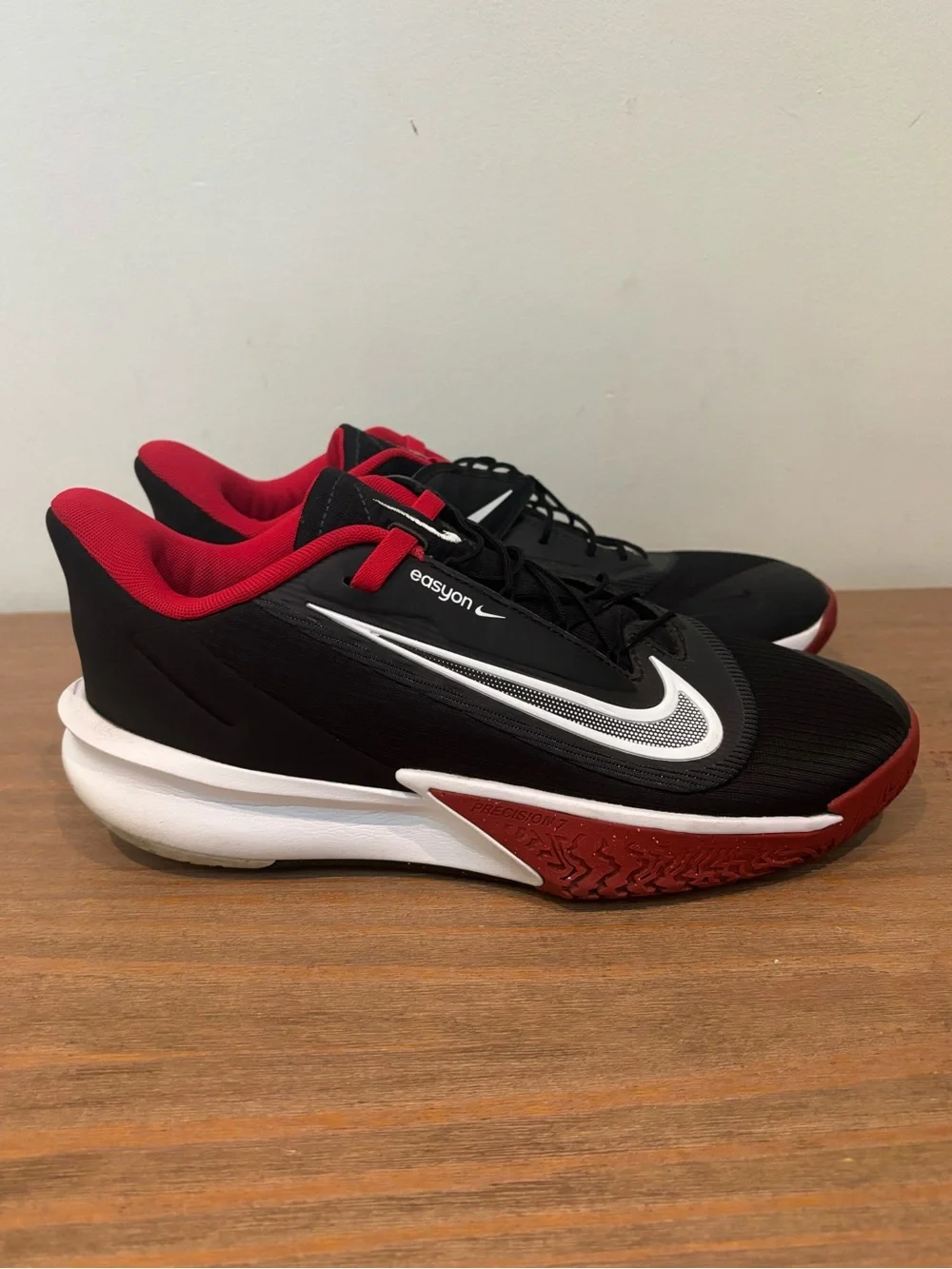 Nike Precision VII EasyOn black white and red basketball low top sneakers 8.5